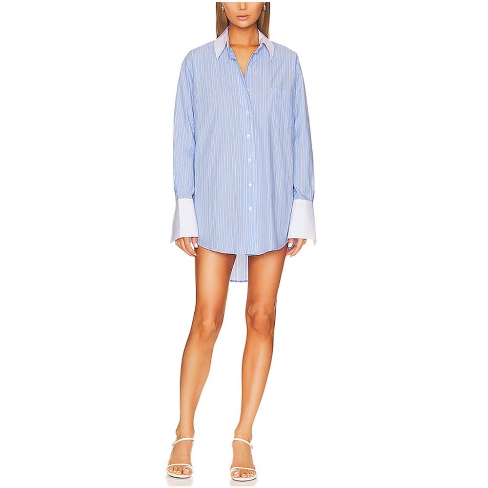 L'Academie Crisp Blue Fresh Stripe Shirtdress Size XS